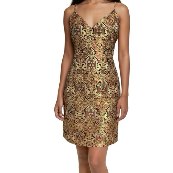 Gianni Bini Dresses & Skirts - Gianni Bini Dress L Gold Brocade Mini